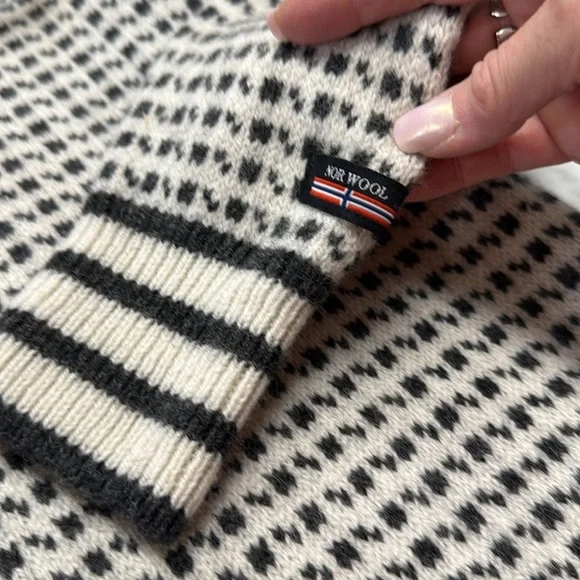 Norwool Wool Quarter Zip Pullover Sweater Black and Ivory Size Large - Picture 5 of 12